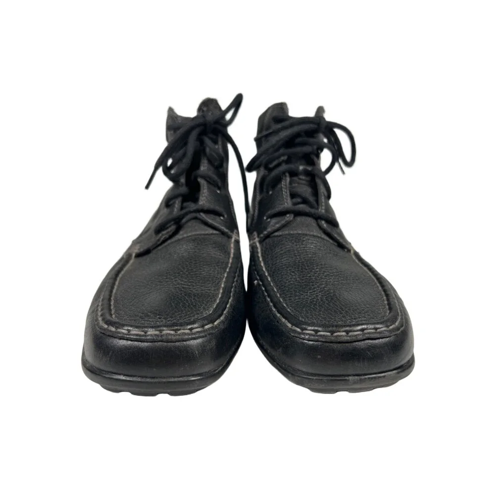 Calvin Klein Men's Black Leather Lace Up Square Toe Ankle Boots - 11